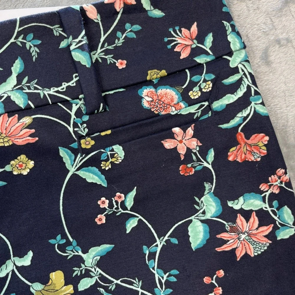 LOFT Riviera Pant Women Navy‎ Blue Floral Julie Fit Cropped Trousers NWT 2